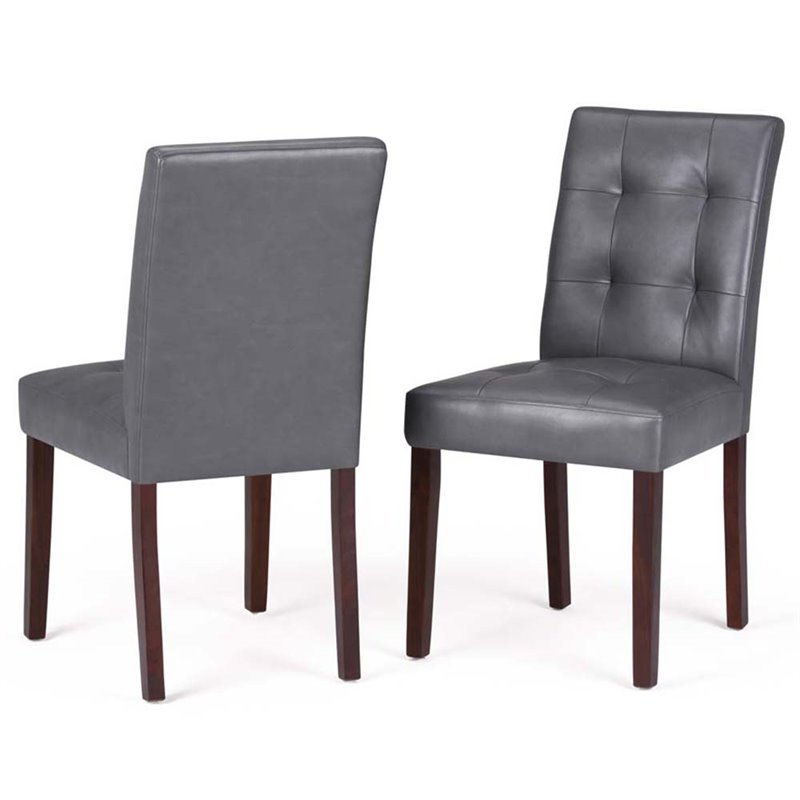 Pemberly Row Dining Chair in Stone Gray Faux Leather (Set of 2)
