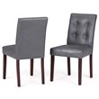 Pemberly Row Dining Chair in Stone Gray Faux Leather (Set of 2)