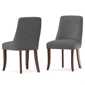 Pemberly Row Dining Chair Set of 2 Fabric Slate Gray with Curved Back
