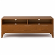 Pemberly Row Mid Century Solid Wood TV Stand with Bookcases Set in Teak Brown