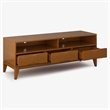 Pemberly Row Mid Century Solid Wood TV Stand with Bookcases Set in Teak Brown