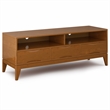 Pemberly Row Mid Century Solid Wood TV Stand with Bookcases Set in Teak Brown