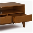 Pemberly Row Mid Century Solid Wood TV Stand with Bookcases Set in Teak Brown