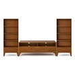 Pemberly Row Mid Century Solid Wood TV Stand with Bookcases Set in Teak Brown