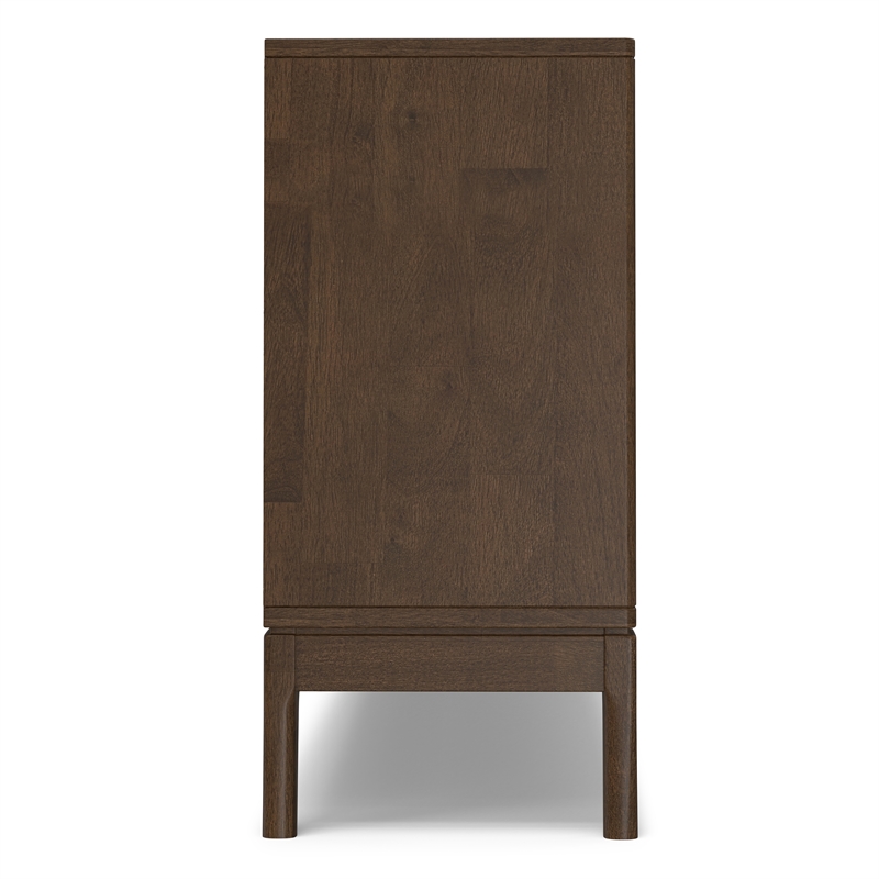 Pemberly Row Solid Wood Mid Century Low Bookcase in Walnut Brown 30