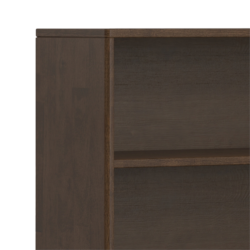 Pemberly Row Solid Wood Mid Century Low Bookcase in Walnut Brown 30