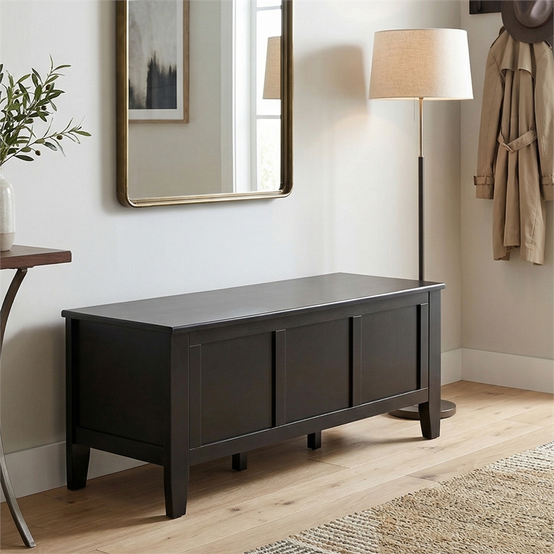 Pemberly Row 51 in Solid Wood Transitional Storage Bench Trunk in Black