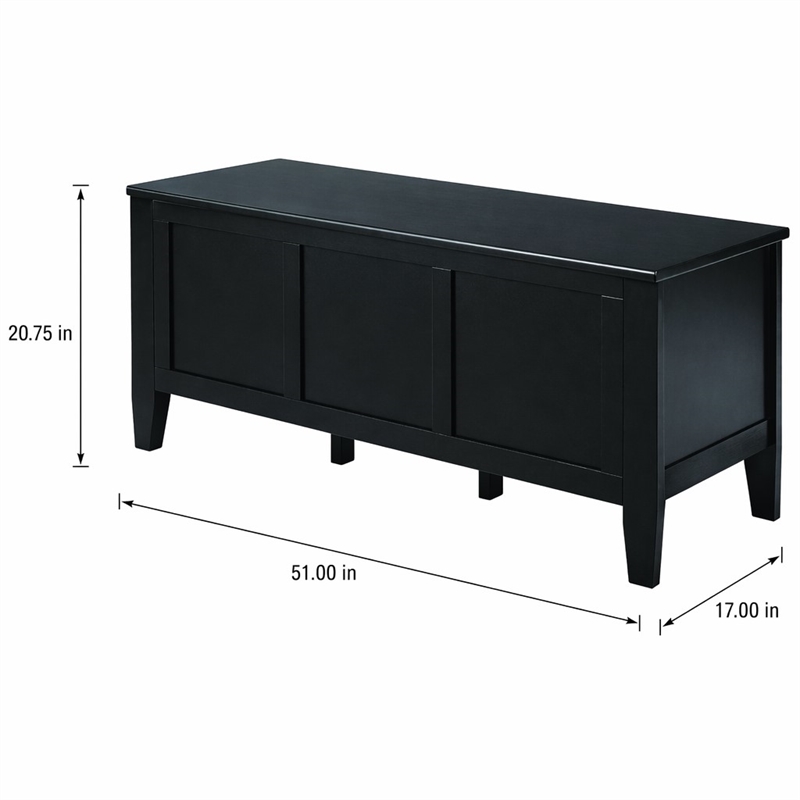 Pemberly Row 51 in Solid Wood Transitional Storage Bench Trunk in Black