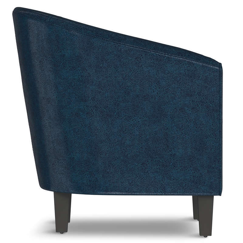 Pemberly Row 30 in Tub Chair in Faux Distressed Dark Blue Leather