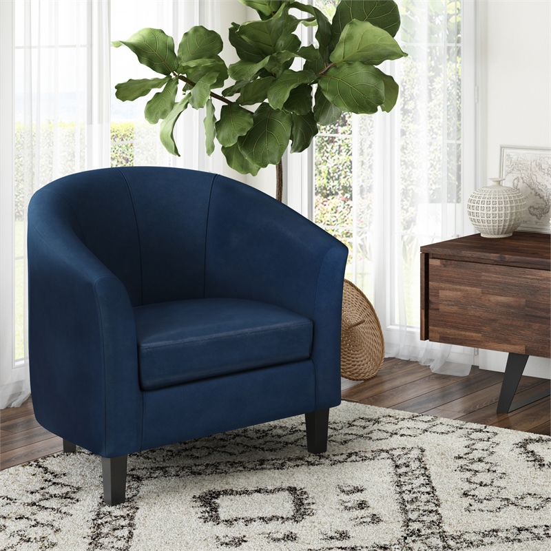 Pemberly Row 30 in Tub Chair in Faux Distressed Dark Blue Leather