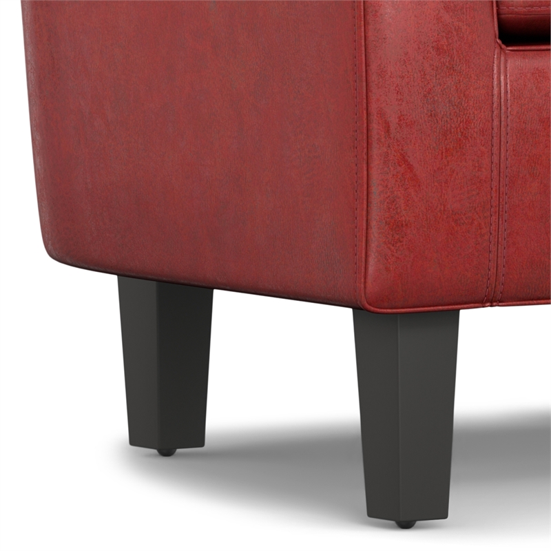 Pemberly Row 30 in Chair in Red Faux Leather with Wood Frame