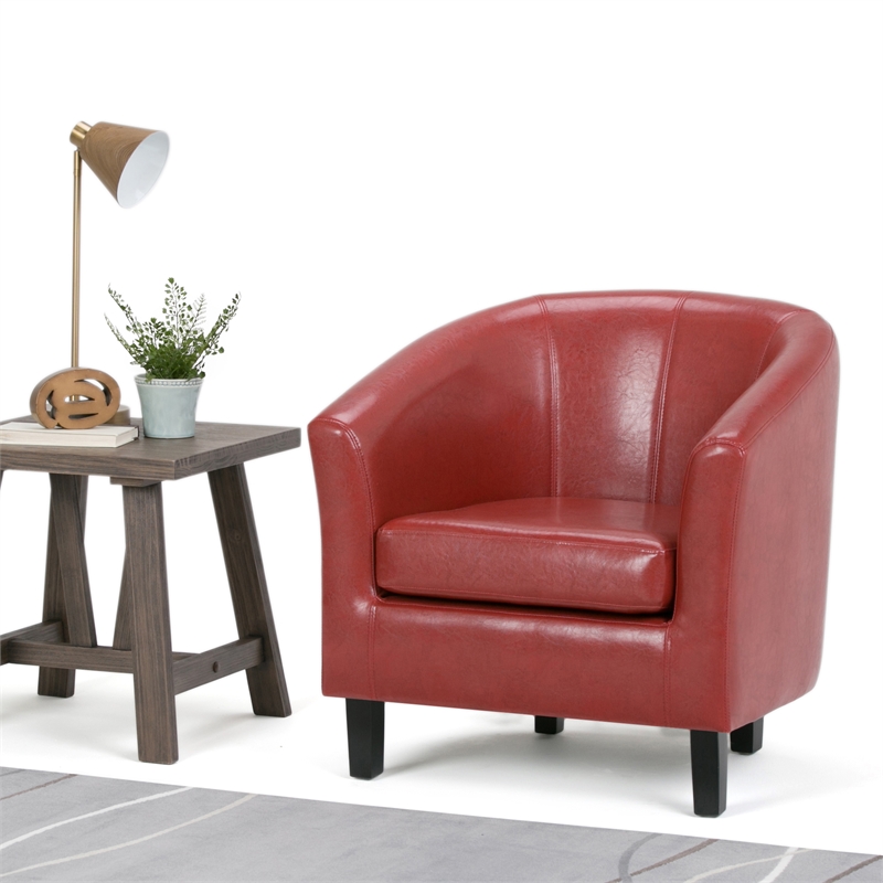 Pemberly Row 30 in Chair in Red Faux Leather with Wood Frame