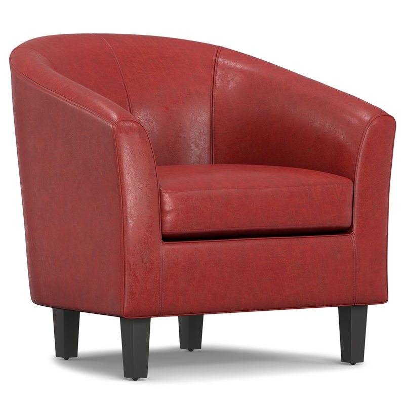 Pemberly Row 30 in Chair in Red Faux Leather with Wood Frame