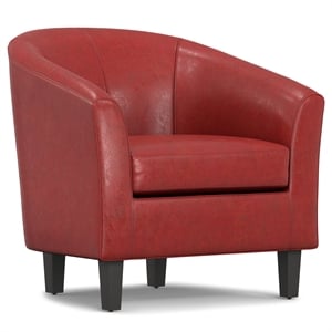 Pemberly Row 30 in Chair in Red Faux Leather with Wood Frame