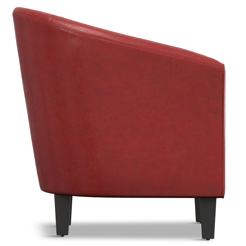 Pemberly Row 30 in Chair in Red Faux Leather with Wood Frame