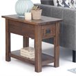 Pemberly Row Narrow Side Table Solid Acacia Wood in Distressed Charcoal Brown
