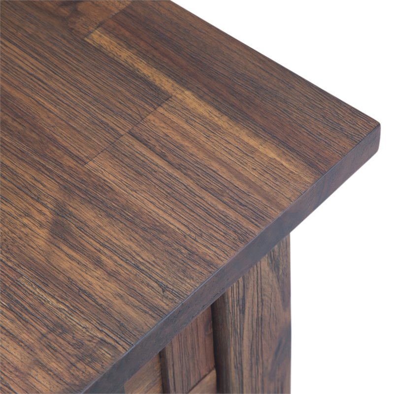 Pemberly Row Narrow Side Table Solid Acacia Wood in Distressed Charcoal Brown