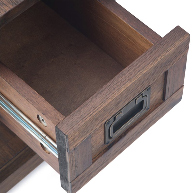 Pemberly Row Narrow Side Table Solid Acacia Wood in Distressed Charcoal Brown