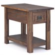 Pemberly Row Narrow Side Table Solid Acacia Wood in Distressed Charcoal Brown