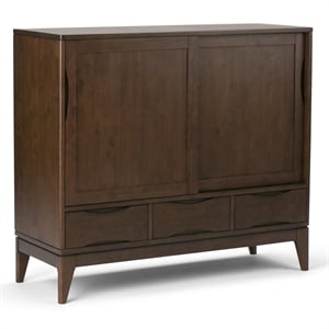 Pemberly Row Solid Wood Medium Storage Cabinet with Drawers in Walnut Brown