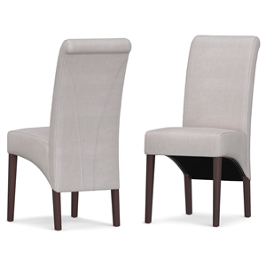 Pemberly Row Parson Dining Chair Set of 2 in Light Beige Linen Look Fabric