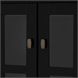 Pemberly Row Low Cabinet with Glass Doors in Black Solid Pine Wood