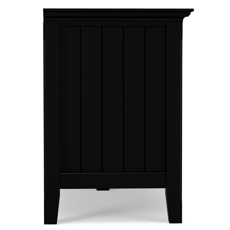 Pemberly Row Low Cabinet with Glass Doors in Black Solid Pine Wood