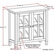 Pemberly Row Low Cabinet with Glass Doors in Black Solid Pine Wood