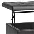 Pemberly Row 44 in Rectangle Lift Top Faux Leather Ottoman in Tanners Brown