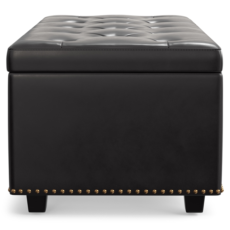 Pemberly Row 44 in Rectangle Lift Top Faux Leather Ottoman in Tanners Brown