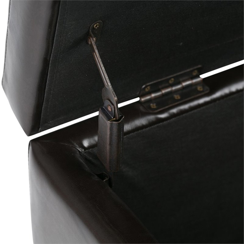 Pemberly Row 48 in Storage Ottoman in Coffee Brown Vegan Leather