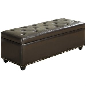 Pemberly Row 48 in Storage Ottoman in Coffee Brown Vegan Leather