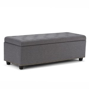Pemberly Row 48 in Storage Ottoman in Slate Grey Linen Look Fabric