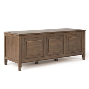 Pemberly Row Solid Wood 51 Inch Storage Bench Trunk in Aged Brown