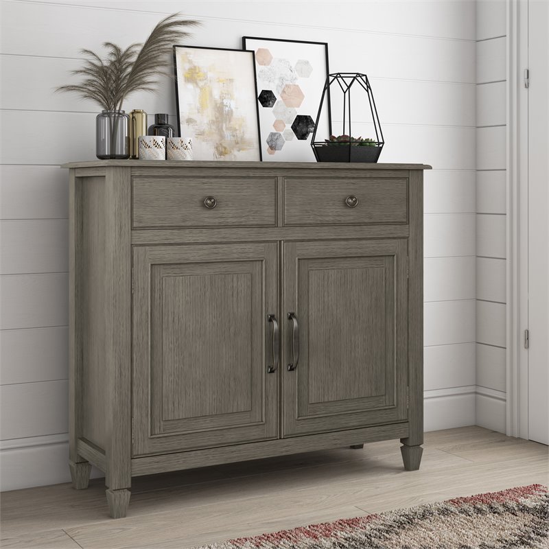 Pemberly Row 40 in Wood Entryway Storage Cabinet in Farmhouse Gray
