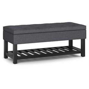 Pemberly Row 44&quot Storage Ottoman Bench in Slate Gray Linen Fabric