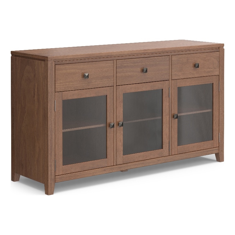 Pemberly Row 54 in Wide Sideboard Buffet in Saddle Brown Solid Wood