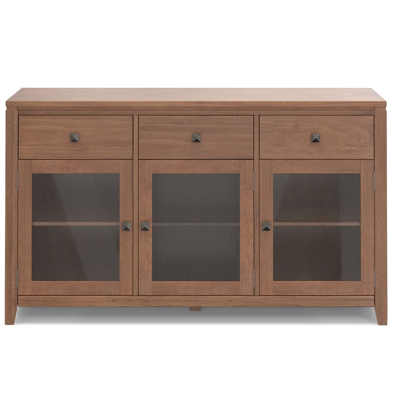 Pemberly Row 54 in Wide Sideboard Buffet in Saddle Brown Solid Wood