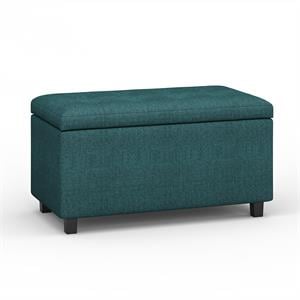 Pemberly Row 34 in Storage Ottoman in Teal Linen-Look Polyester Fabric