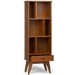 Pemberly Row 64 in Modern Bookcase with Storage in Teak Brown Hardwood
