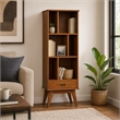 Pemberly Row 64 in Modern Bookcase with Storage in Teak Brown Hardwood