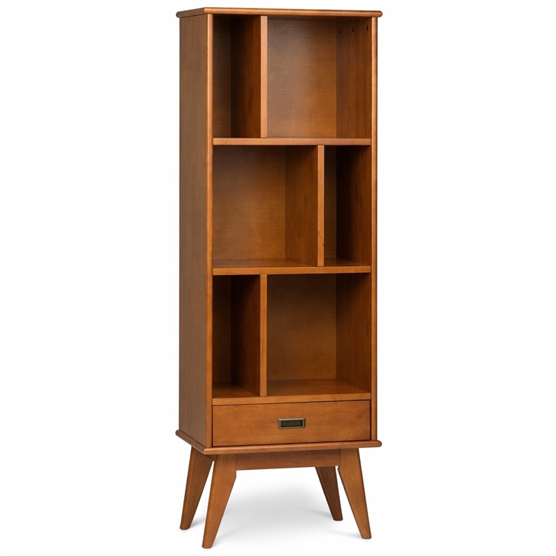 Pemberly Row 64 in Modern Bookcase with Storage in Teak Brown Hardwood
