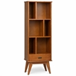 Pemberly Row 64 in Modern Bookcase with Storage in Teak Brown Hardwood