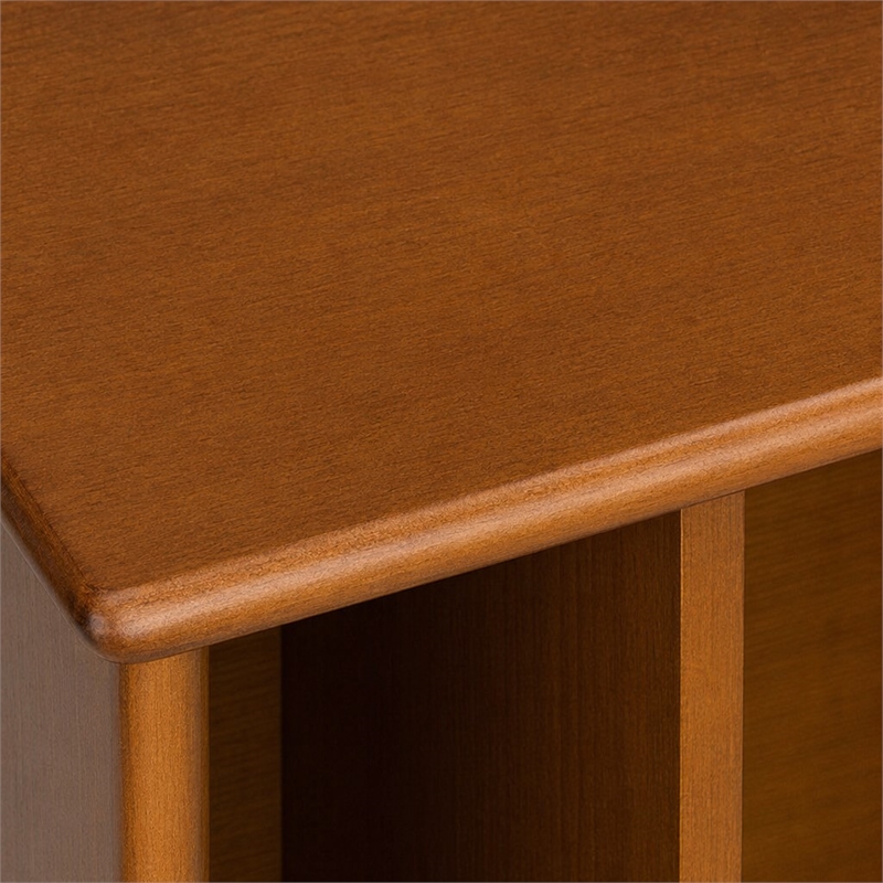 Pemberly Row 64 in Modern Bookcase with Storage in Teak Brown Hardwood