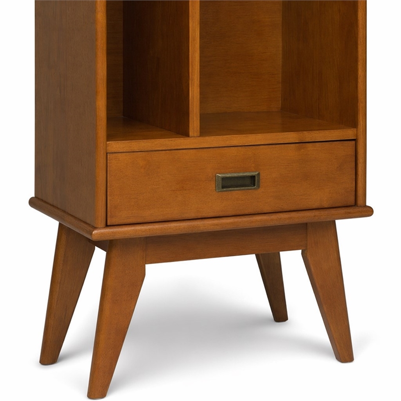 Pemberly Row 64 in Modern Bookcase with Storage in Teak Brown Hardwood
