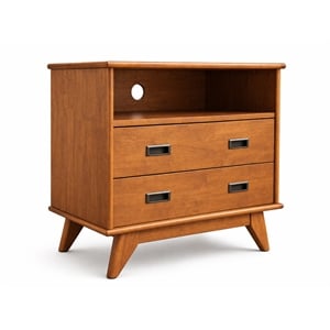 Pemberly Row Mid Century Bedside Table with Drawers in Teak Brown