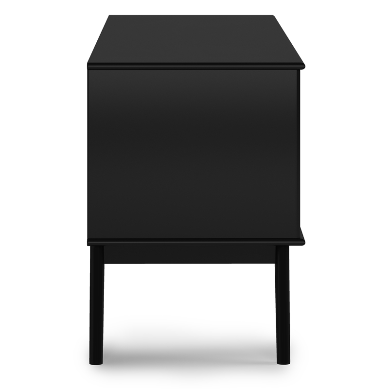 Pemberly Row Mid Century TV Media Stand with Shelves in Black