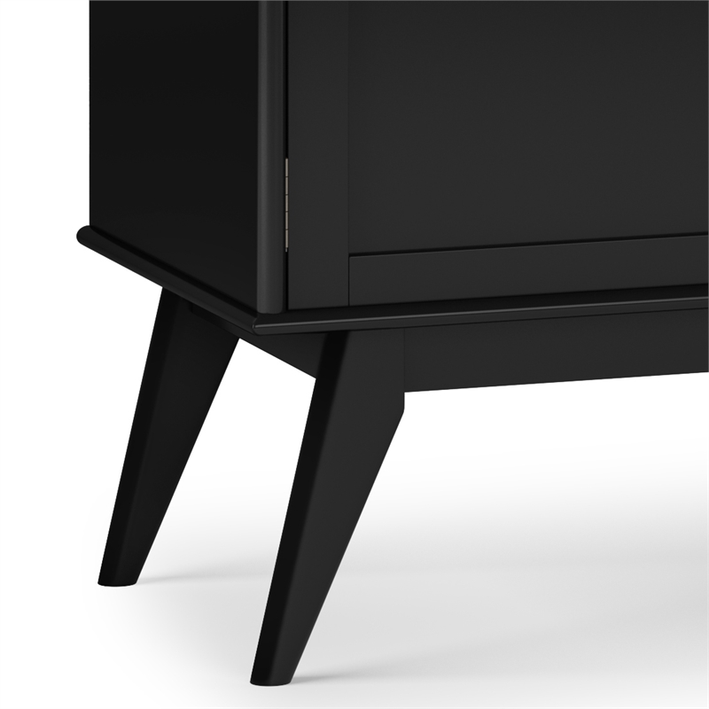 Pemberly Row Mid Century TV Media Stand with Shelves in Black