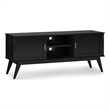 Pemberly Row Mid Century TV Media Stand with Shelves in Black