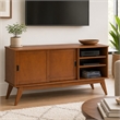 Pemberly Row Solid Wood 60 in Modern TV Stand in Teak Brown